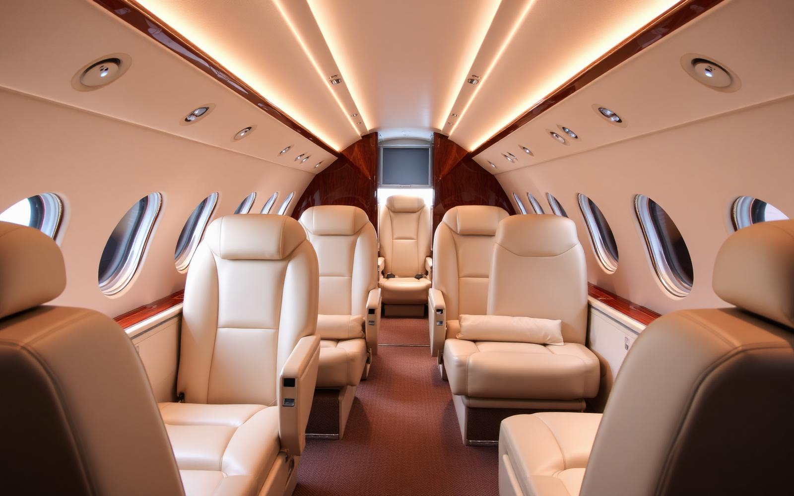 Luxuriöse Kabine eines Privatjets